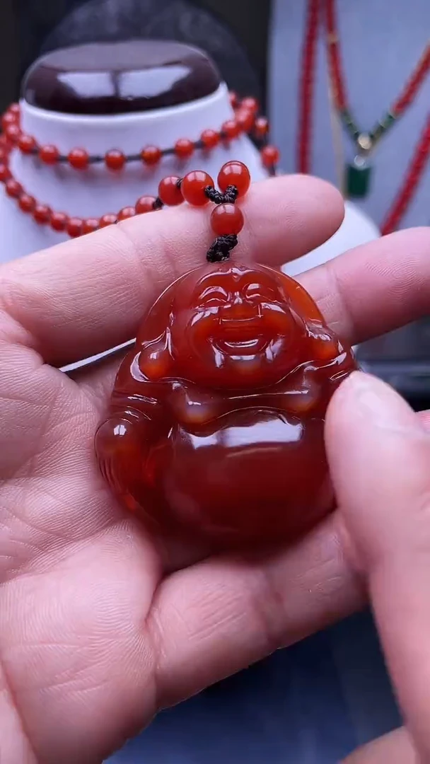 未镶嵌颈饰玛瑙/玉髓天然珠宝牛血红佛公【多样性拍一发一】