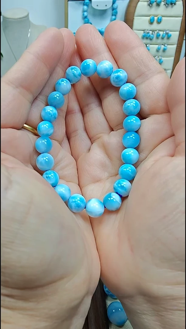 未镶嵌针钠钙石（海纹石）手链多样性发一