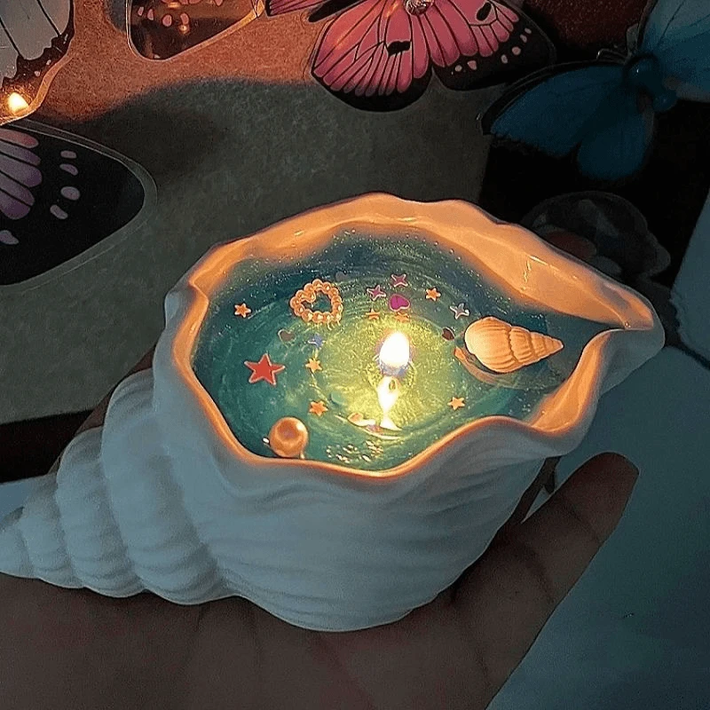 小红书同款海螺香薰蜡烛海洋贝壳高颜值礼物生日礼物桌面摆件B232