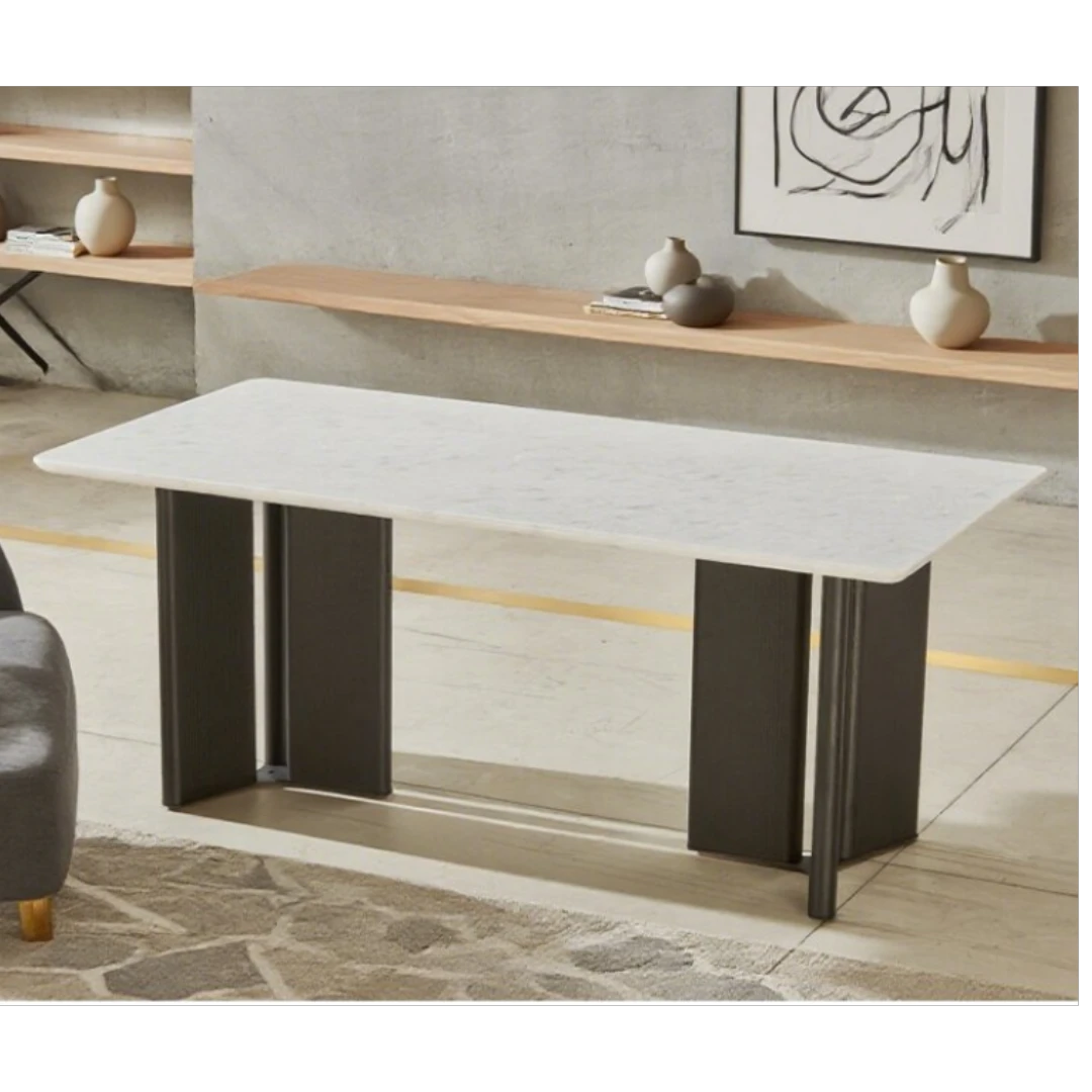 【钻石白】天然奢石餐桌意式极简现代轻奢2025最新款