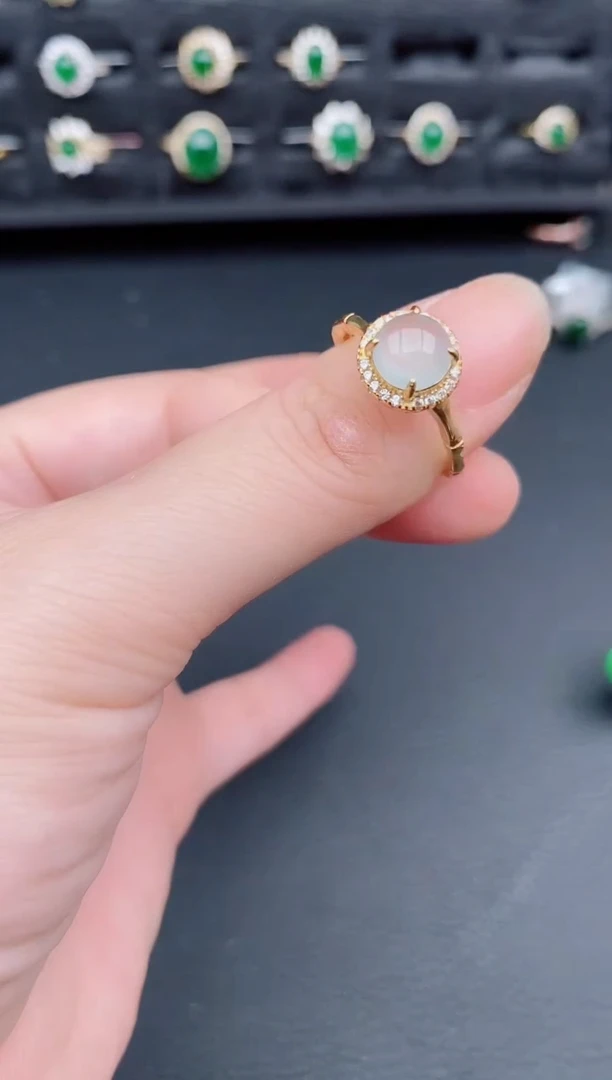 银S925镶嵌戒指翡翠天然a货翡翠205