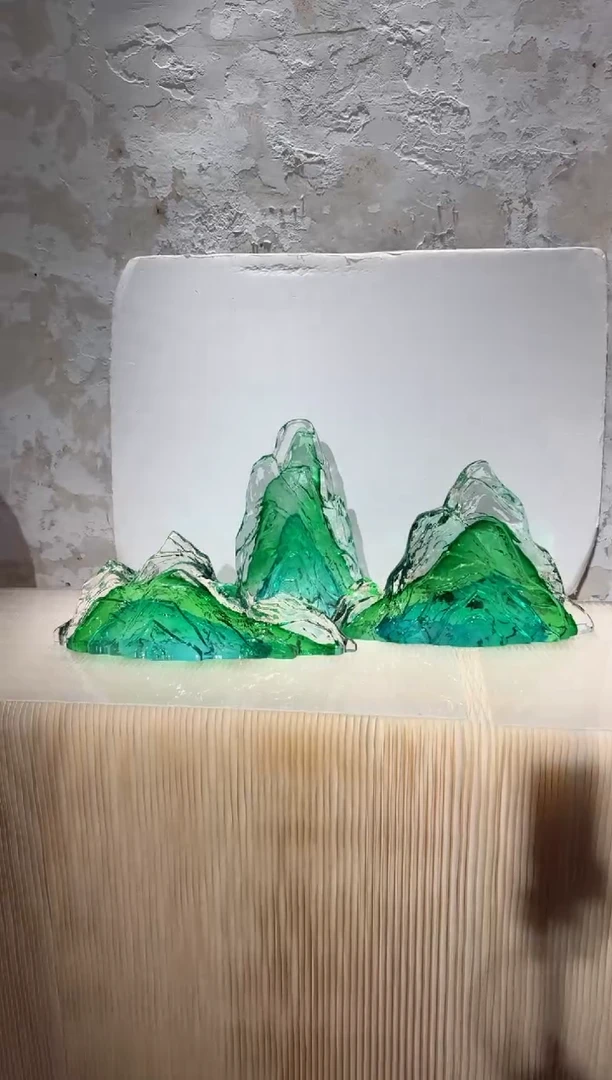 摆件璨石美学翡翠山一组艺术摆件
