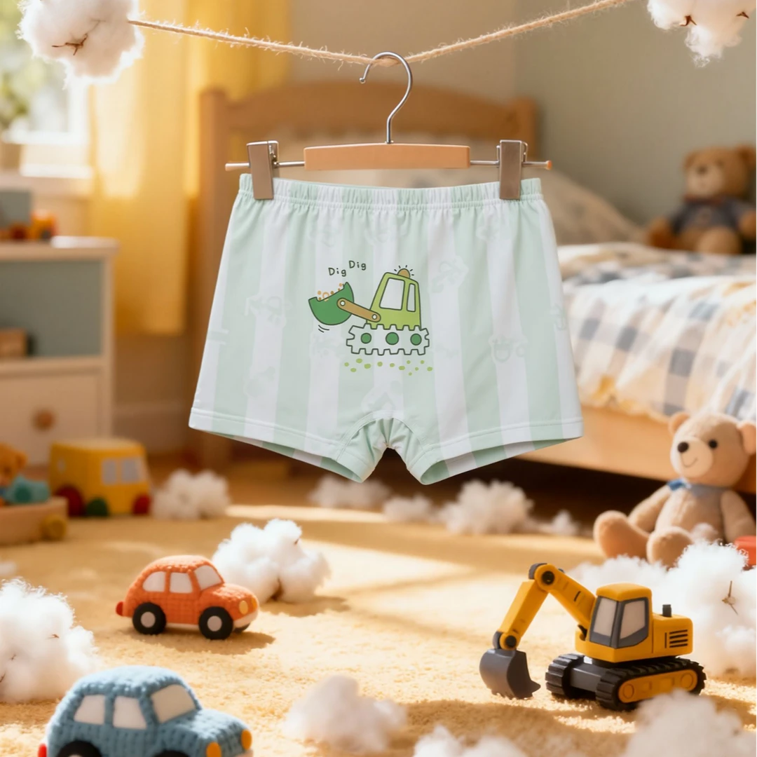 4条50支无痕抑菌儿童纯棉内裤2025新款男童女童平角裤不夹p四角裤