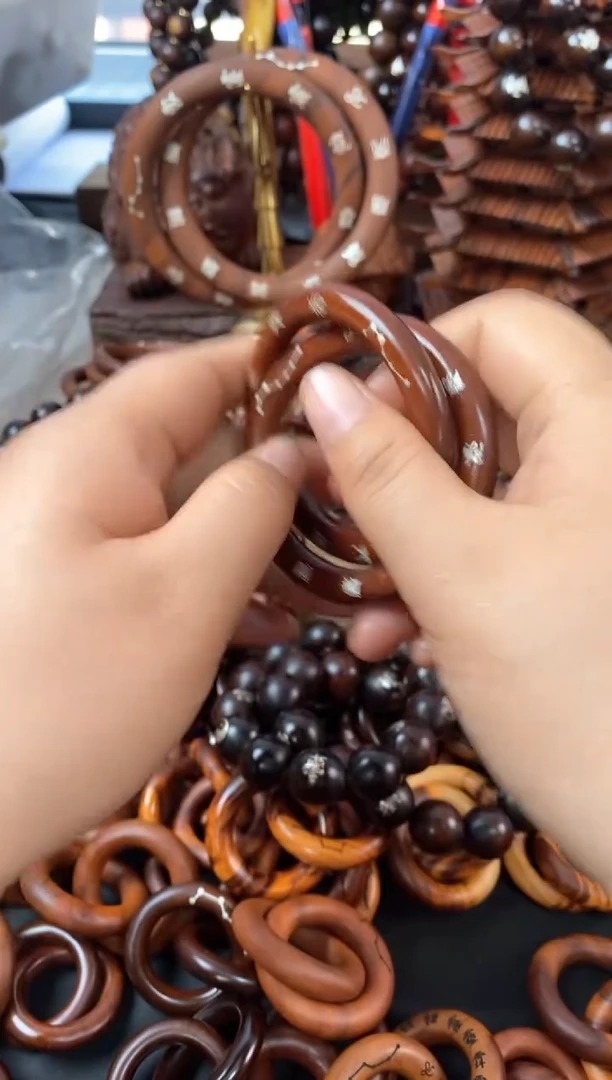 【闪购商品】木枣木镶银九字十字4.5乾坤圈