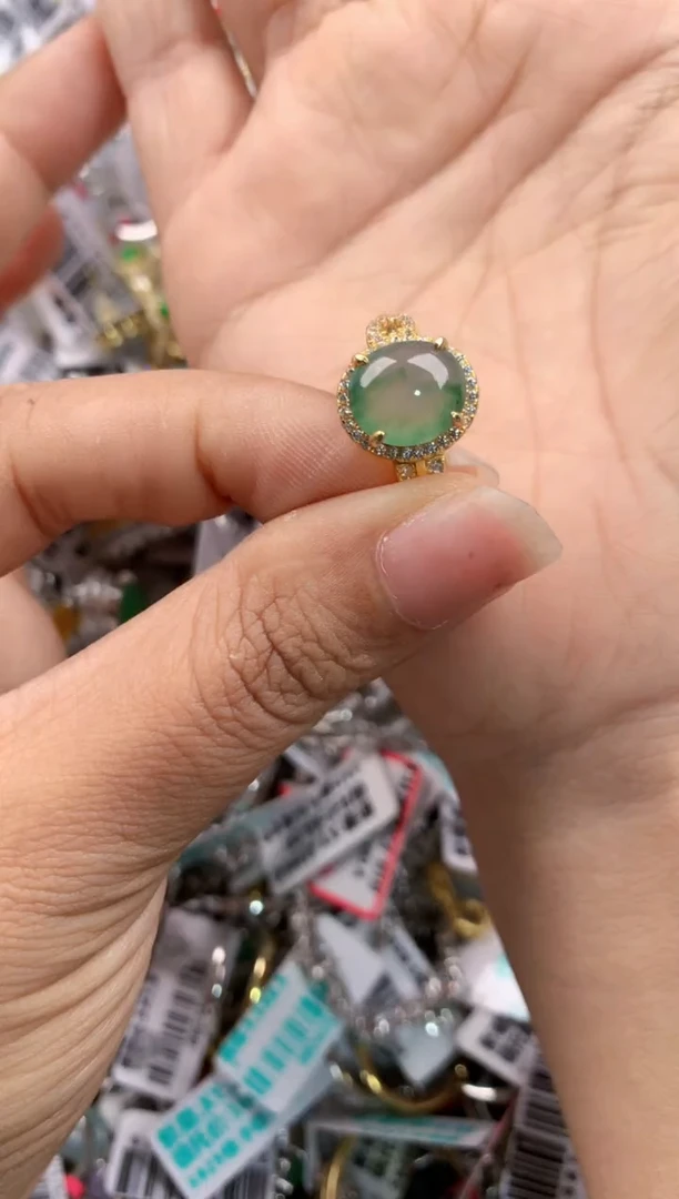 银S925镶嵌戒指翡翠222----2