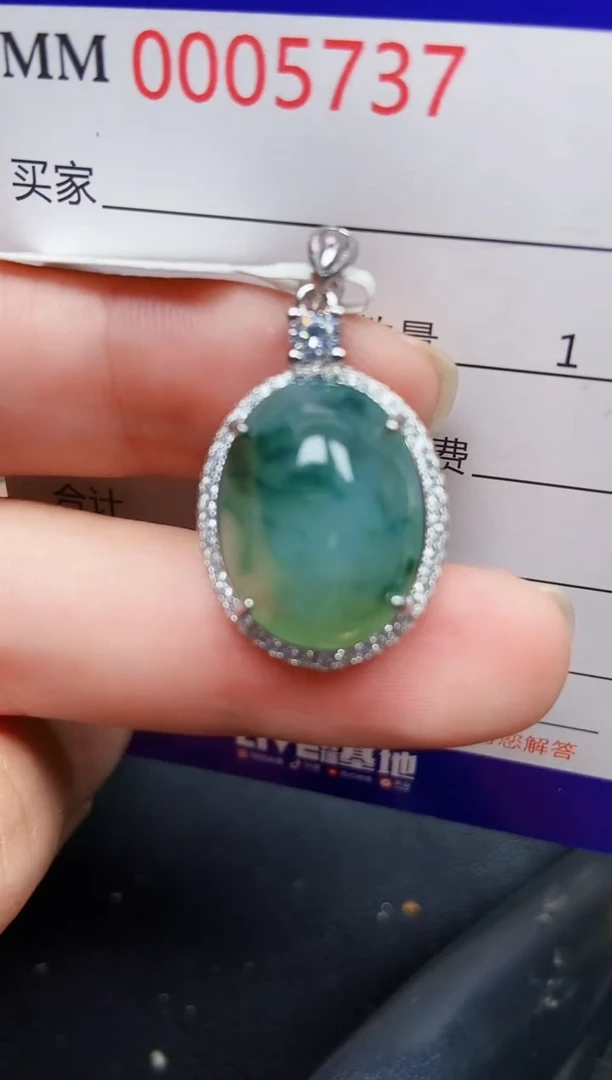 翡翠银S925镶嵌颈饰5737