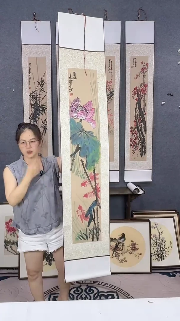 国画175*32吴铁成手绘卷轴