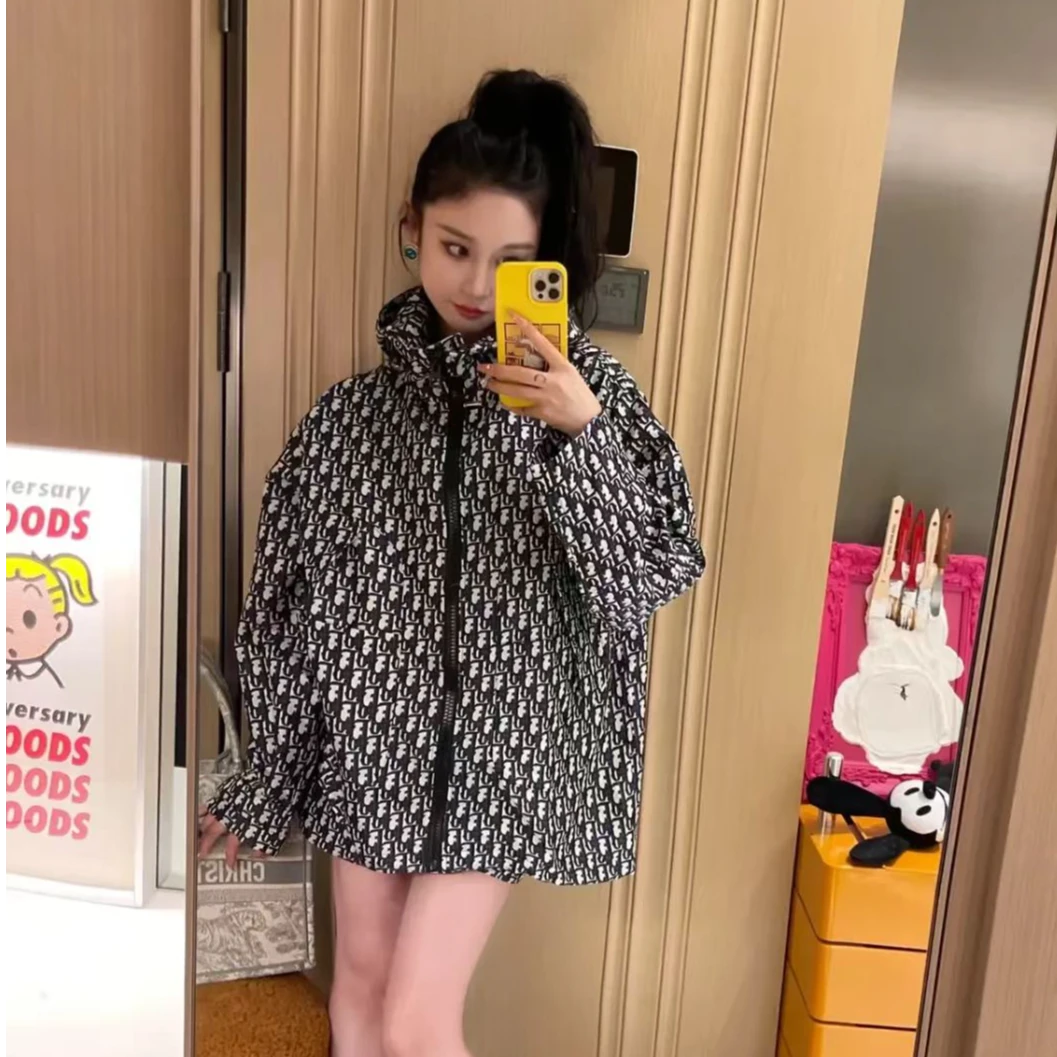 未使用 DIOR/迪奥 25SS 拉链连帽满印外套 蓝白/L