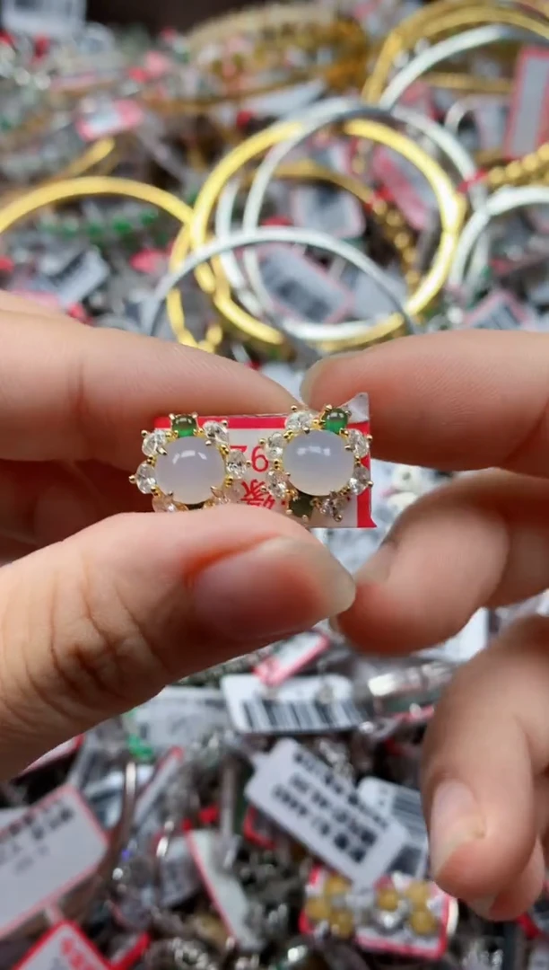 银S925镶嵌戒指翡翠天然A货缅甸翡翠