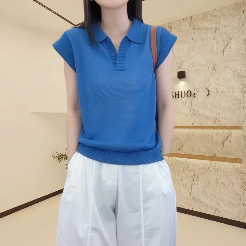 贝贝 飞飞袖翻领针织衫女款爆款2025新款韩版休闲时尚百搭上衣