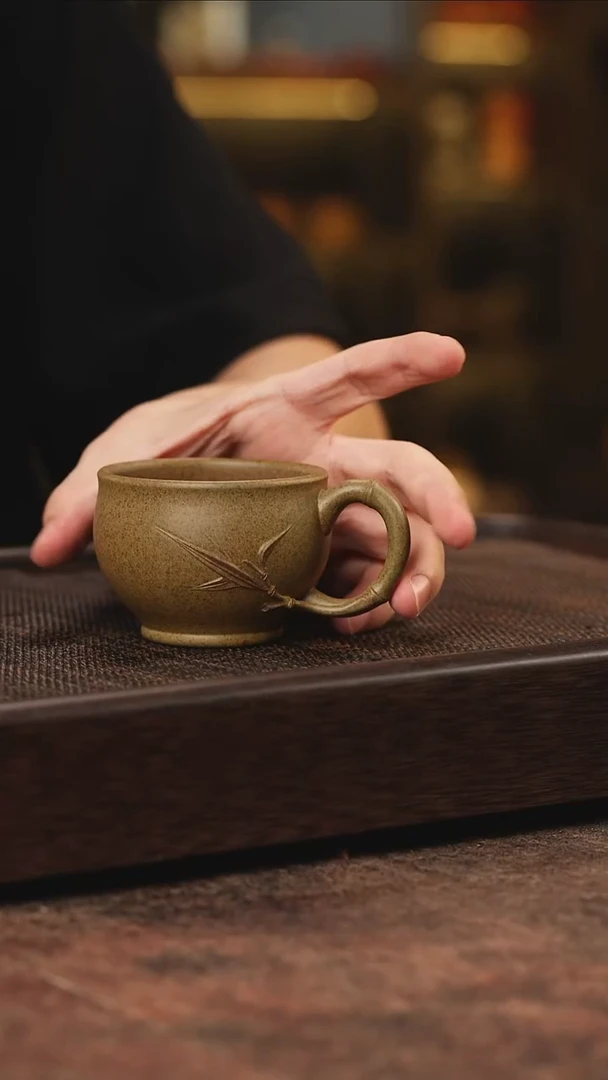 宜兴紫砂柴烧竹节杯