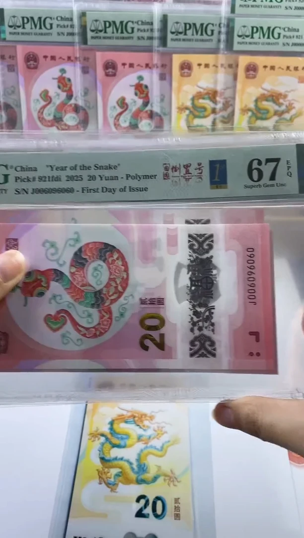 塑料蛇钞金兰首日标 67分 数三圆圆倒置