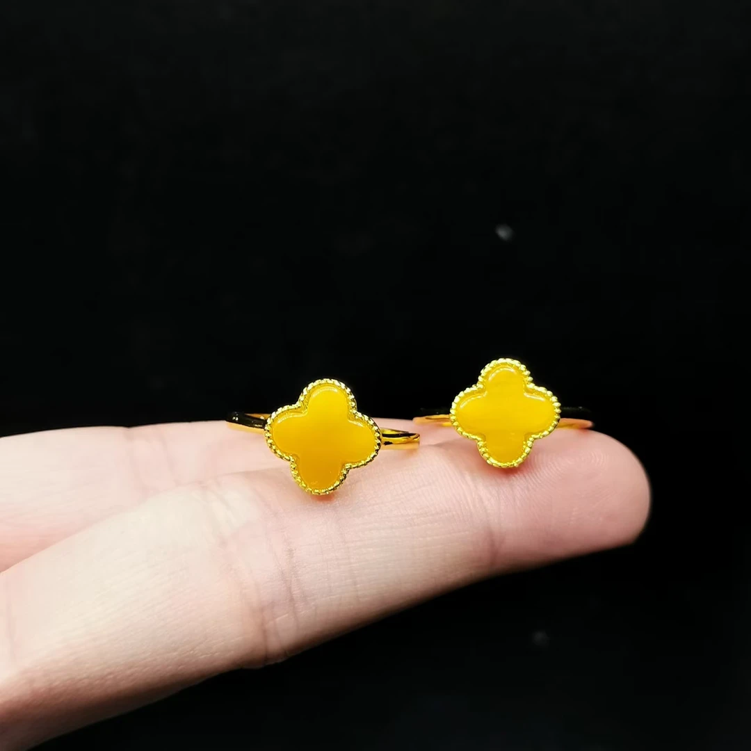 【康康严选】蜜蜡幸运草戒指X9【多样性发其一】约11-3mm+