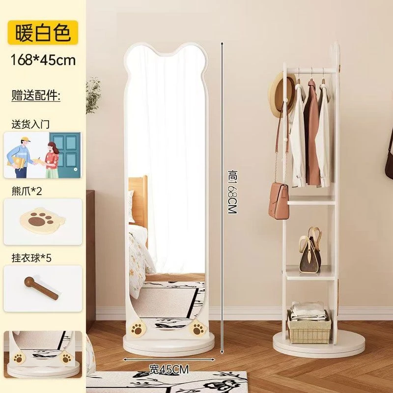 全身镜落地镜家用卧室可旋转移动试衣镜子带挂衣架一体穿衣镜