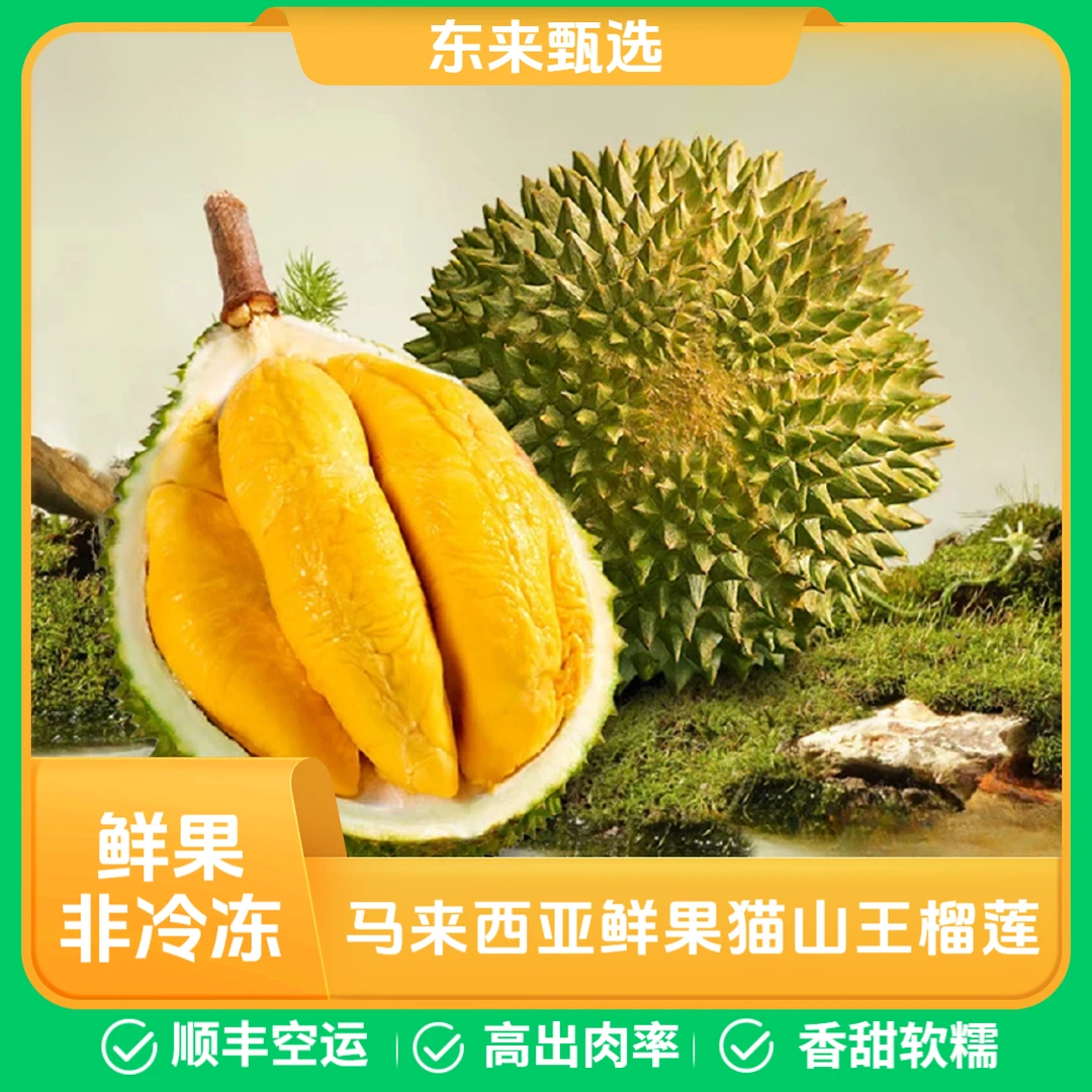 东来甄选【新鲜猫山王榴莲】马来西亚鲜果猫山王榴莲D197顺丰空运