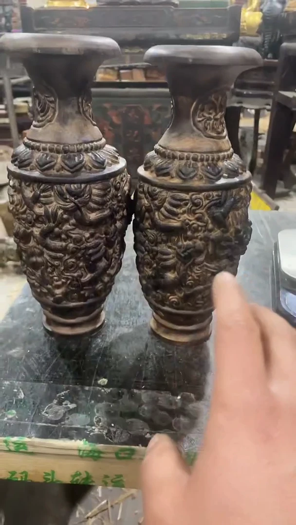 【闪购商品】木木雕新年快乐 香木摆件