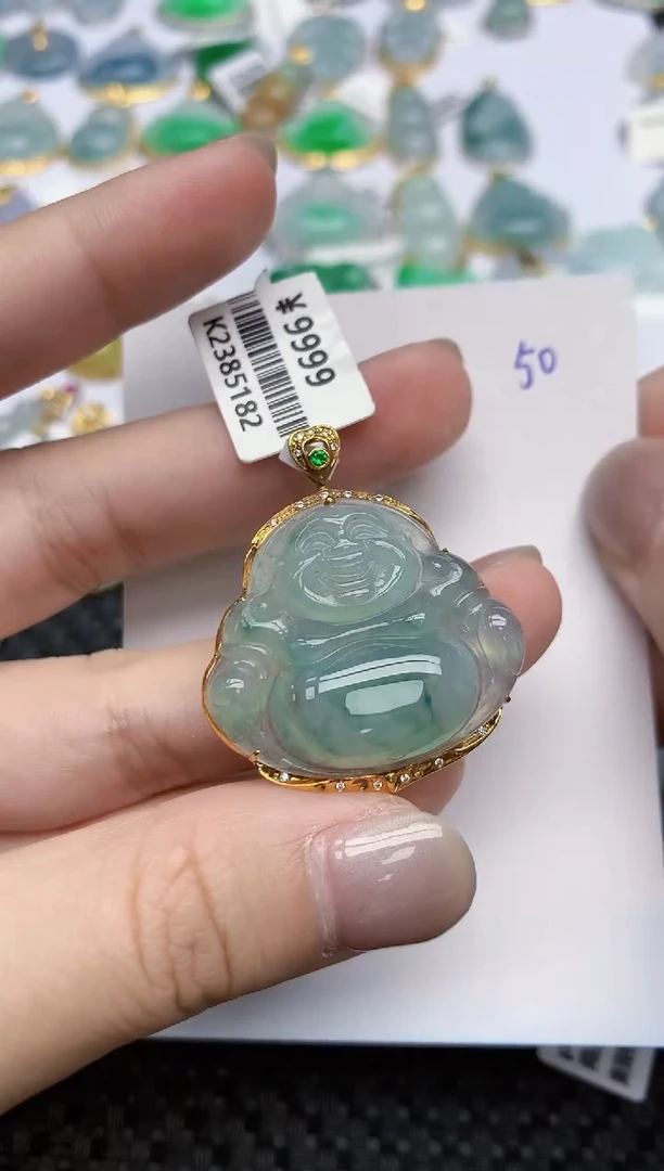 【闪购商品】翡翠颈饰18K金镶嵌天然翡翠A货