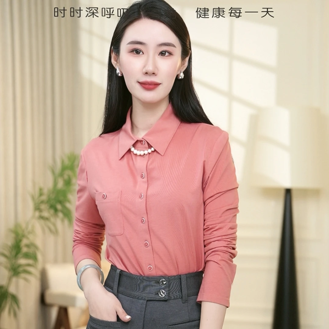 GIRDEAR/哥弟【粉黛轻扬】春秋新款通勤气质显瘦长袖衬衫女1300820