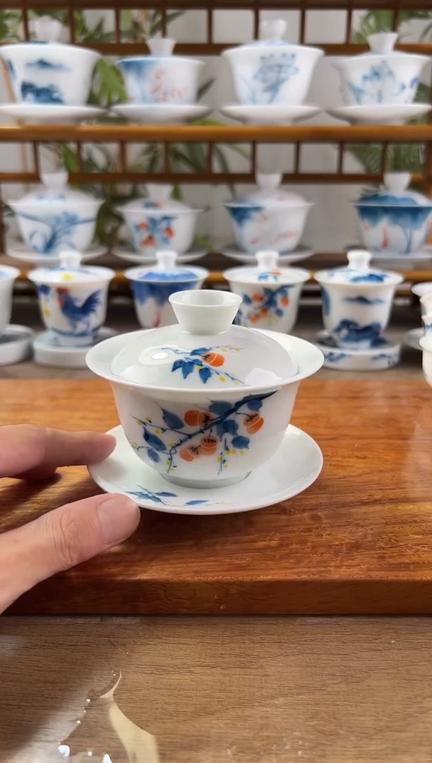 微瑕柿子180ml三才盖碗