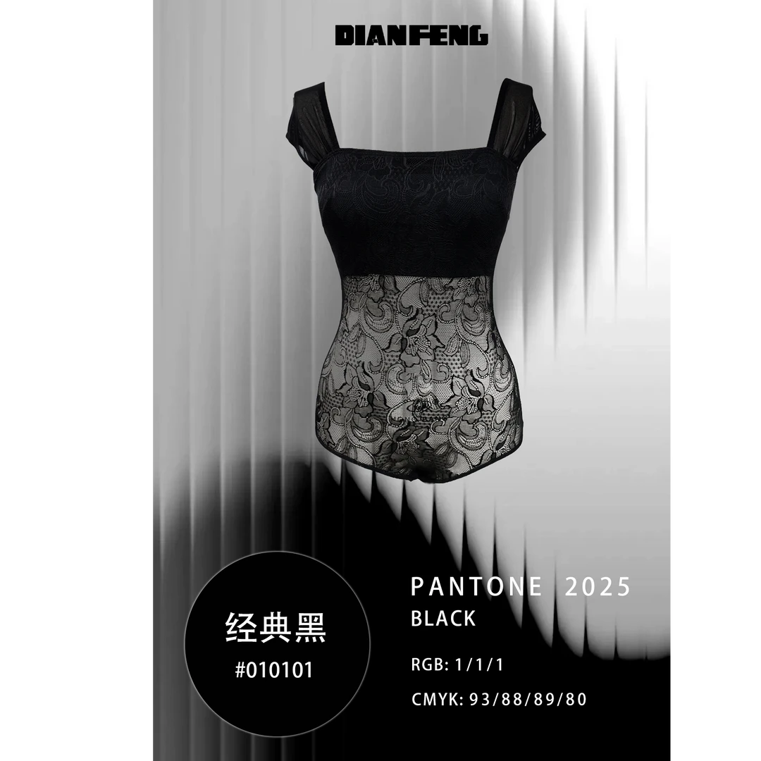 DIANFENG · 舞服拉丁舞时尚新款性感蕾丝宽肩吊带上衣