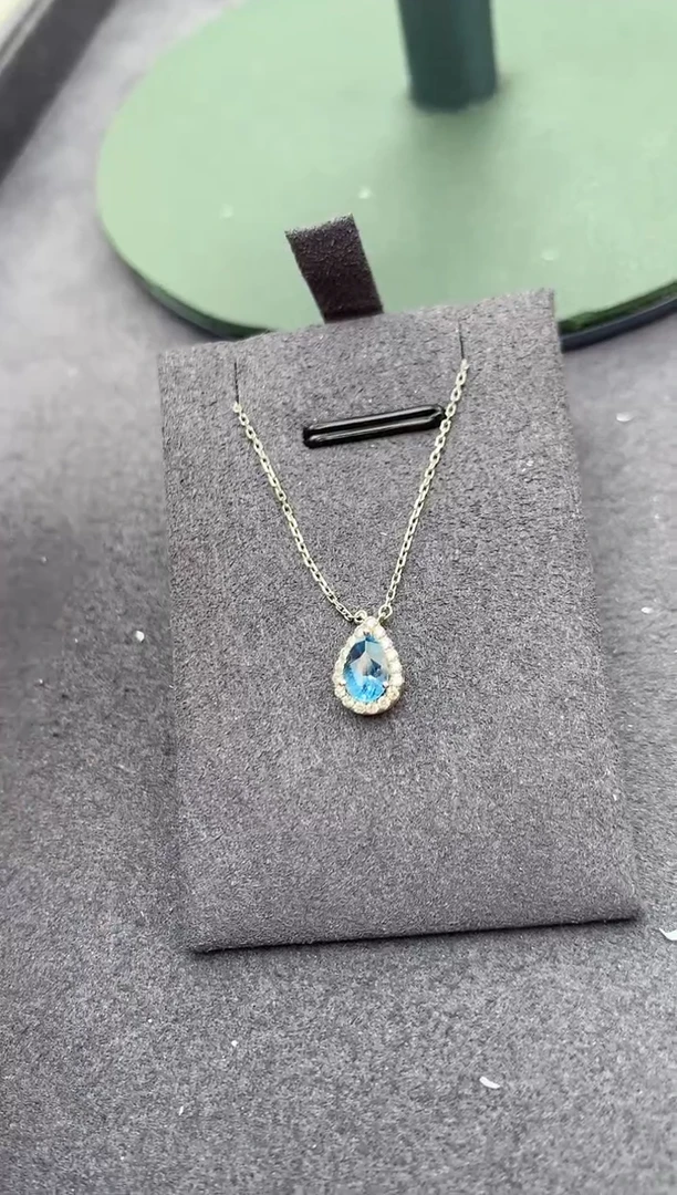 【闪购商品】海蓝宝石颈饰18K金镶嵌38分海蓝宝项链