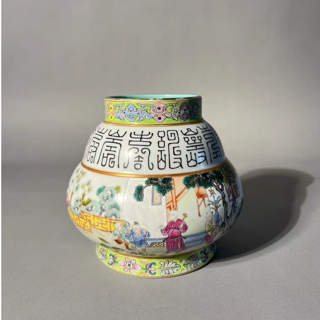 粉彩百寿纹婴戏纹尊