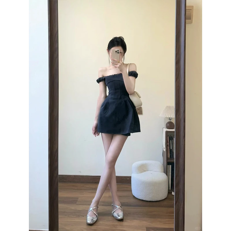 2025夏季新款法式气质甜美小个子连衣裙女时尚收腰小众显瘦短裙