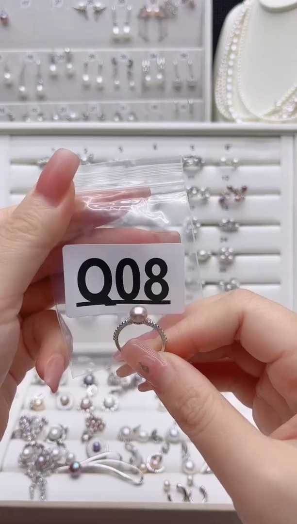 银S925镶嵌戒指淡水珍珠温****eQ08