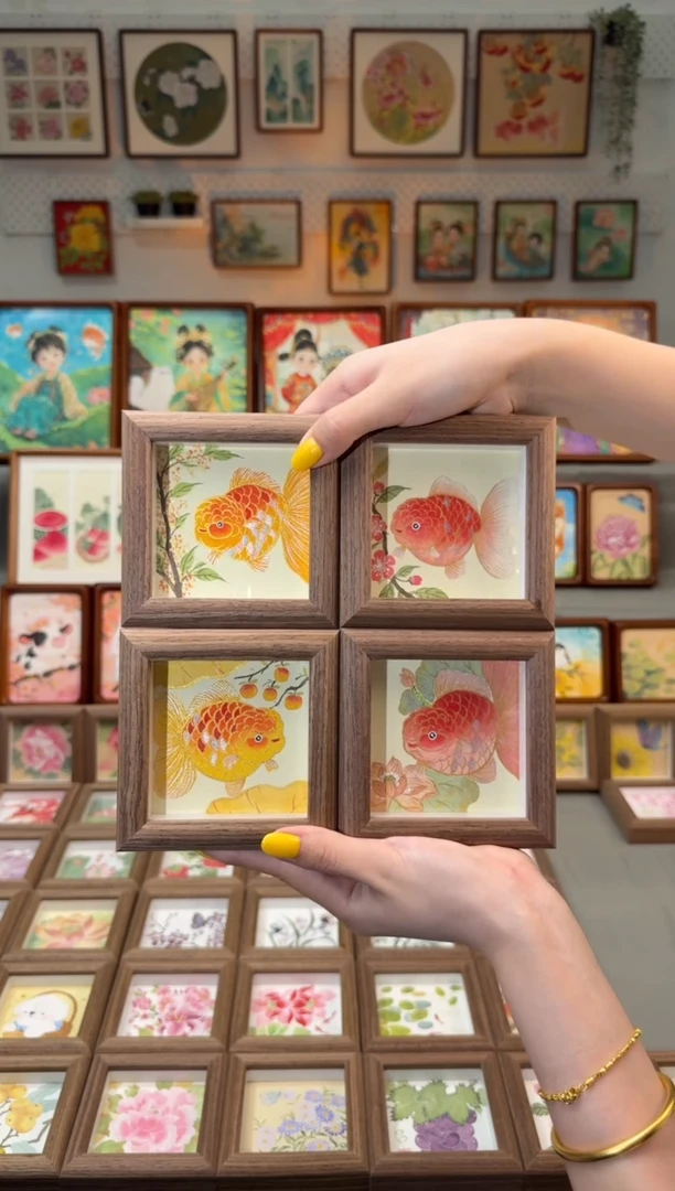 国画四幅金鱼 一组11