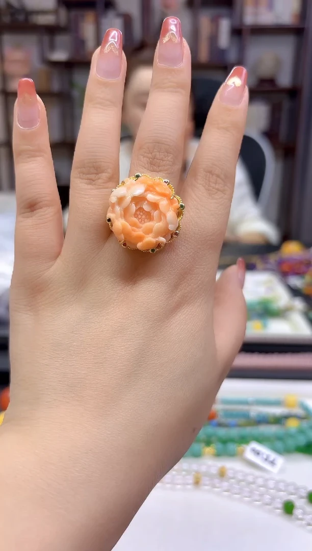 【闪购商品】玛瑙/玉髓戒指银S925镀金镶嵌J110