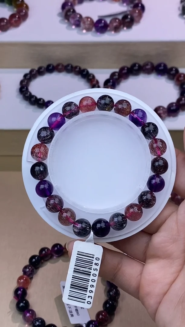 水晶手链未镶嵌黑加仑超七单圈9m+