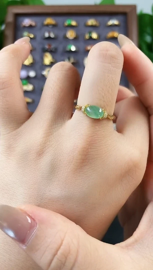 银S925镶嵌戒指翡翠12