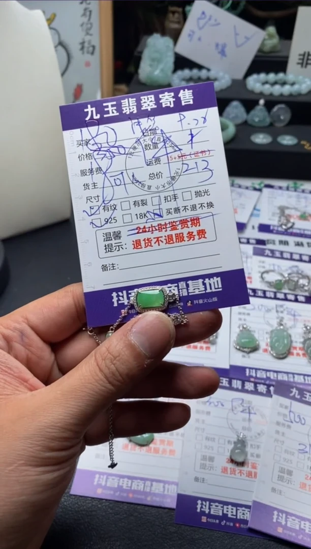 颈饰银S925镶嵌翡翠浅**然买断1