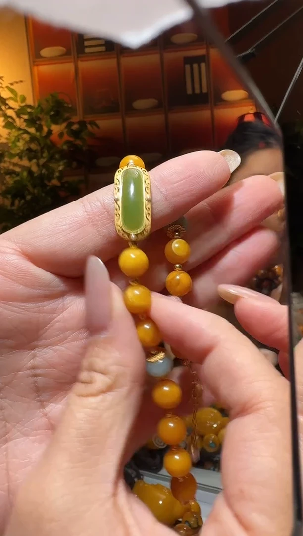 蜜蜡颈饰银S925镶嵌0869天然蜜蜡珠宝奇石全都保真