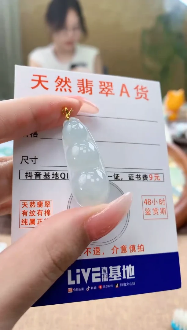 颈饰18K金镶嵌翡翠天然A货翡翠挂件