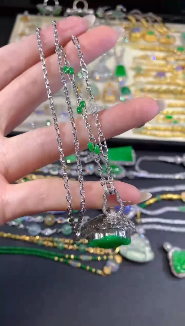 颈饰18K金镶嵌翡翠83-百搭链【不含吊坠