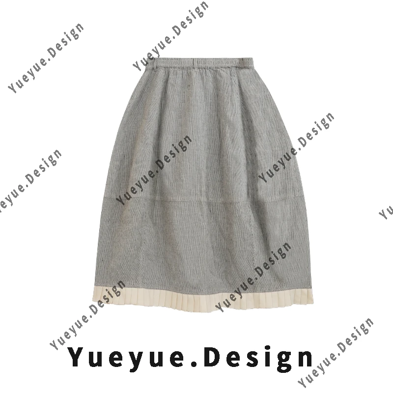 【悦悦专属】 松紧腰下摆拼接花边休闲半身裙L116