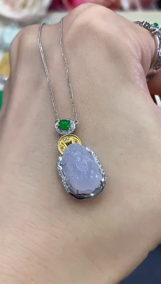 吊坠(不含链)18K金镶嵌翡翠C3