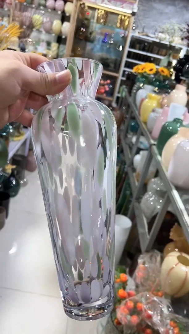 【闪购商品】无铅玻璃彩点花瓶