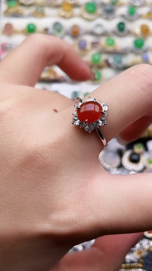 银S925镶嵌戒指翡翠110