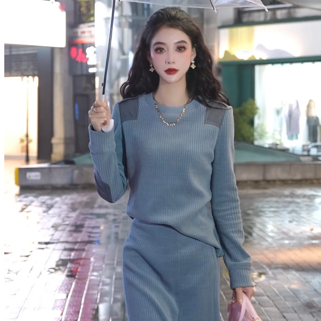 AMASS/阿玛施狂欢新款高腰穿搭百搭纯色雪尼尔圆领上衣5301074