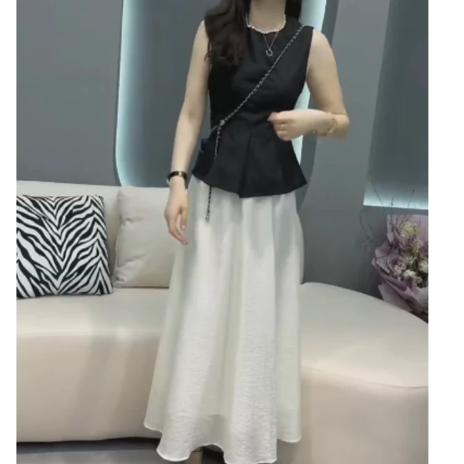 2025夏季新款网红同款洋气减龄韩版爆款无袖上衣半身裙两件套惜