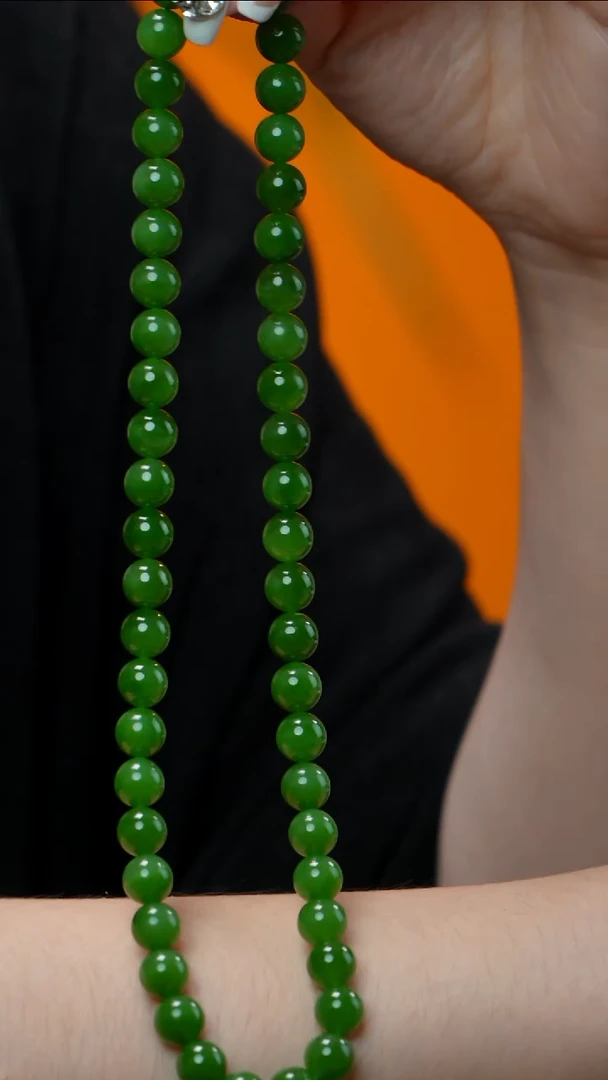 和田玉（碧玉）未镶嵌项链碧玉项链 9-10mm 多样性发其一