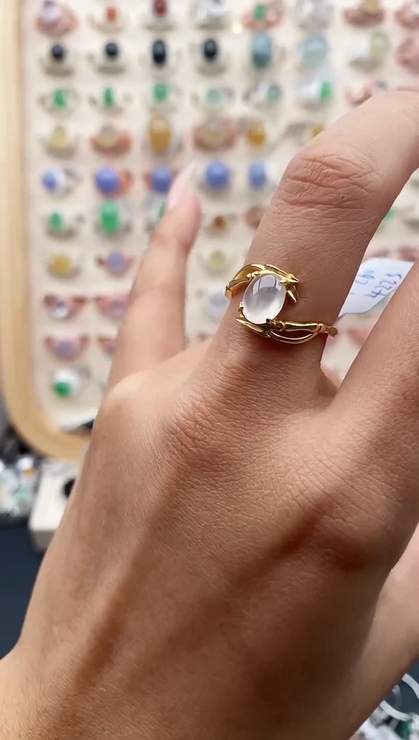 【闪购商品】翡翠戒指银S925镶嵌缅甸天然A货翡翠111  2+4