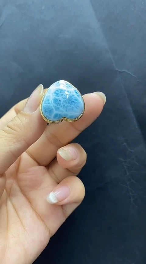 针钠钙石（海纹石）银S925镶嵌手链戒指