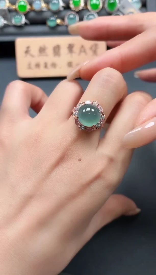 银S925镶嵌戒指翡翠11