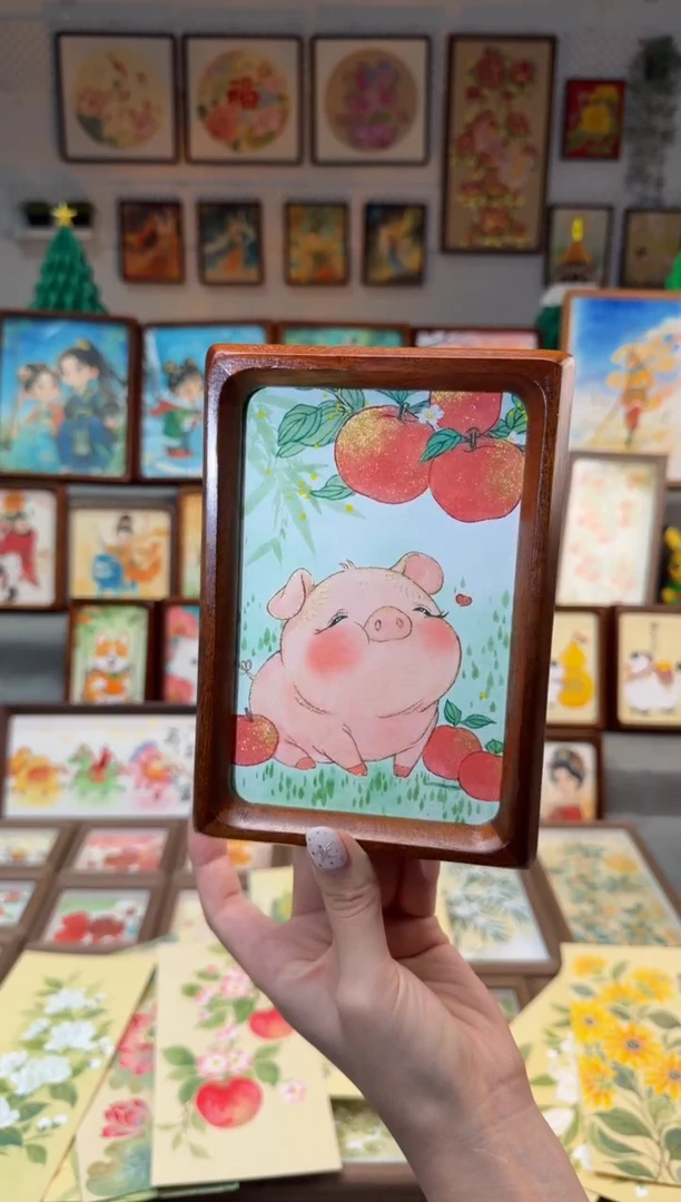 国画平安小猪 手绘国画6微瑕