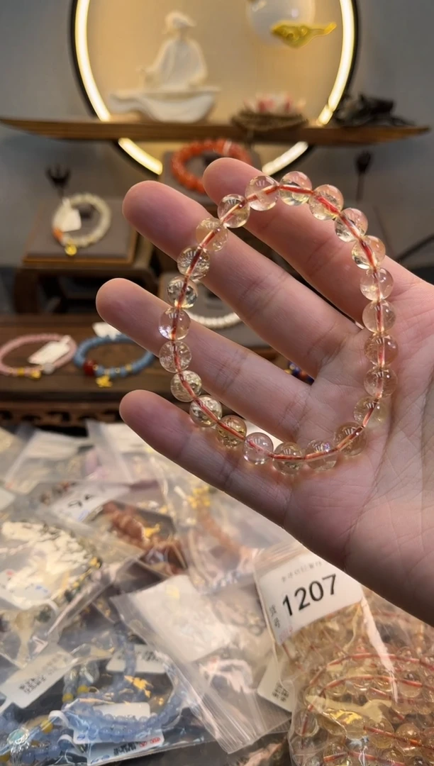 未镶嵌手链水晶（黄塔晶）货号1207
