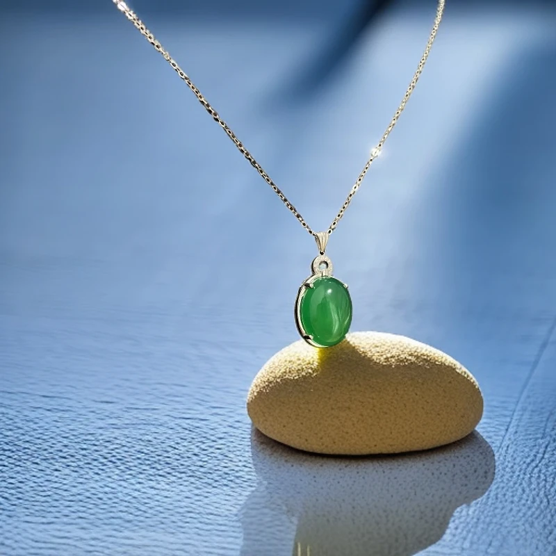925银玉髓吊坠12*16mm简约时尚女款大气百搭1005
