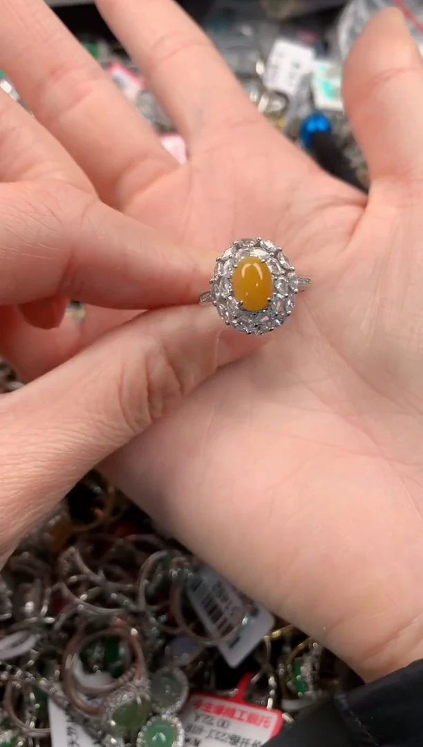 银S925镶嵌戒指翡翠6         5